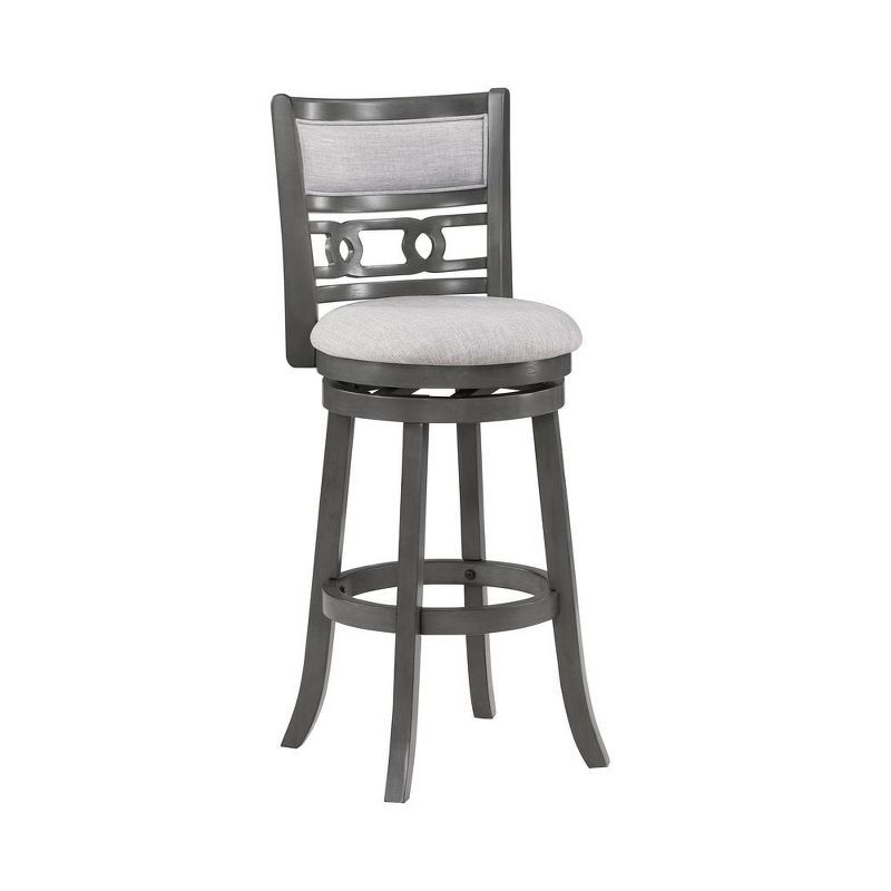 Gray Wood Swivel Bar Stool with Fabric Seat