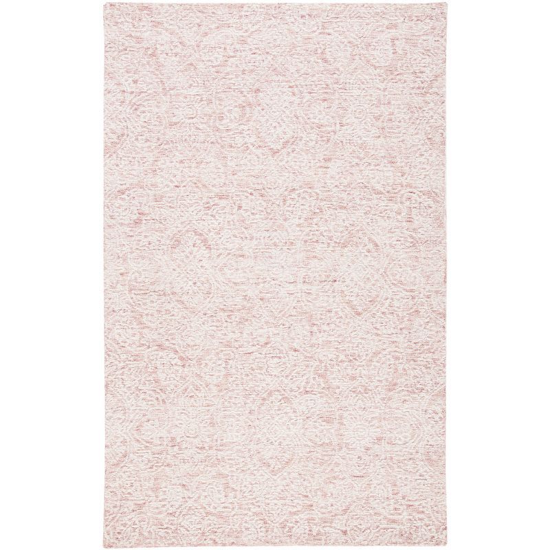Ivory and Pink Hand-Tufted Wool Area Rug