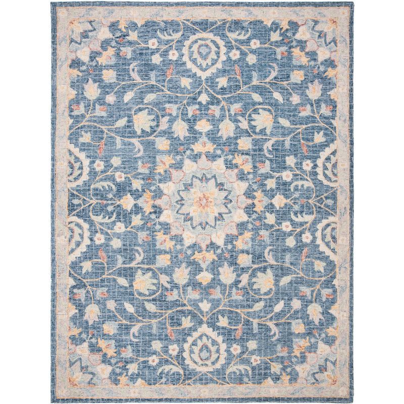 Blossom Navy Multicolor Hand Tufted Wool 8' x 10' Area Rug