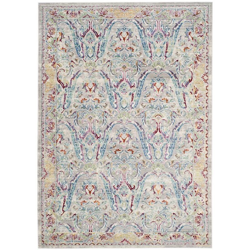 Grey and Light Blue Abstract Synthetic 6' x 9' Area Rug