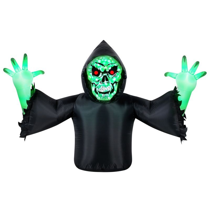 Occasions 7 ft Black Inflatable Reaper with Green Swirling Lights