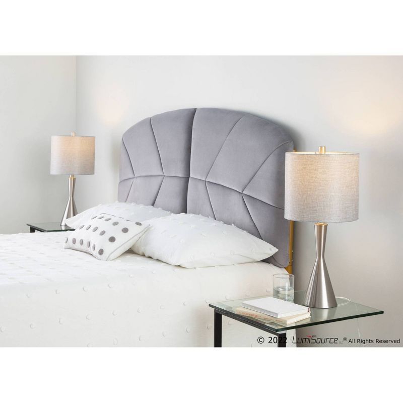 Gemma 23" Brushed Nickel Table Lamps with Grey Linen Shades, Set of 2