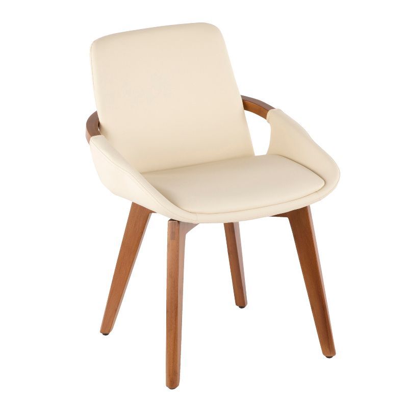 Walnut and Cream Faux Leather High Back Side Chair