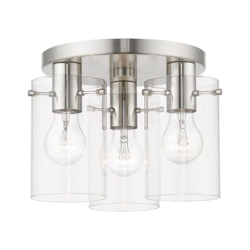 Munich Contemporary 3-Light Indoor/Outdoor Flush Mount in Brushed Nickel