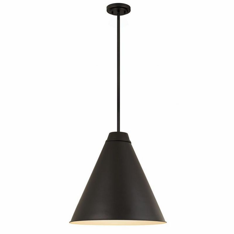 Eaton 24" Industrial Matte Black & Brushed Nickel Pendant Light