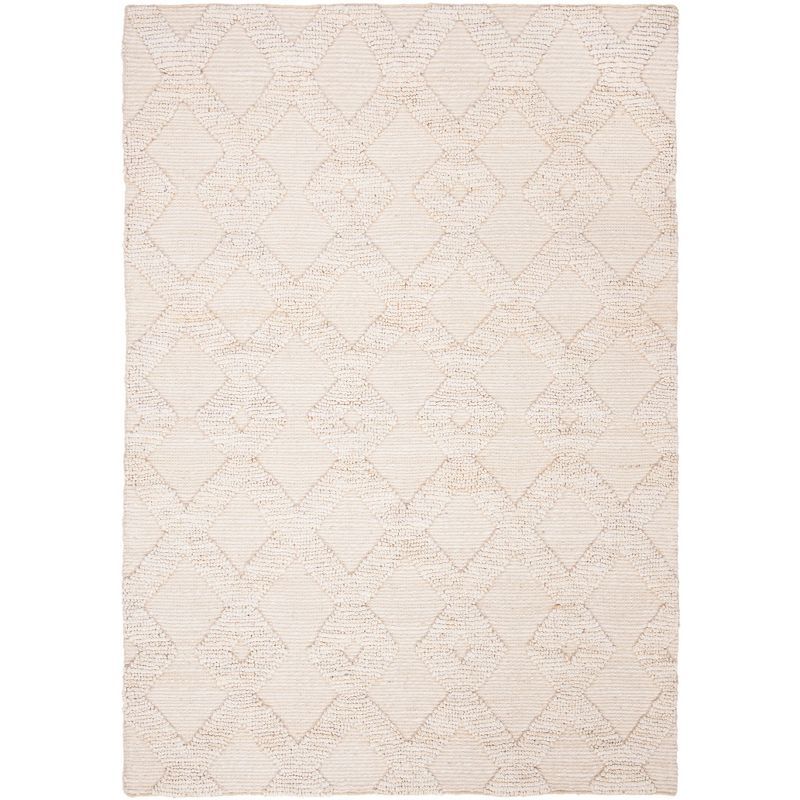 Ivory Flat Woven Cotton and Synthetic 5' x 8' Area Rug