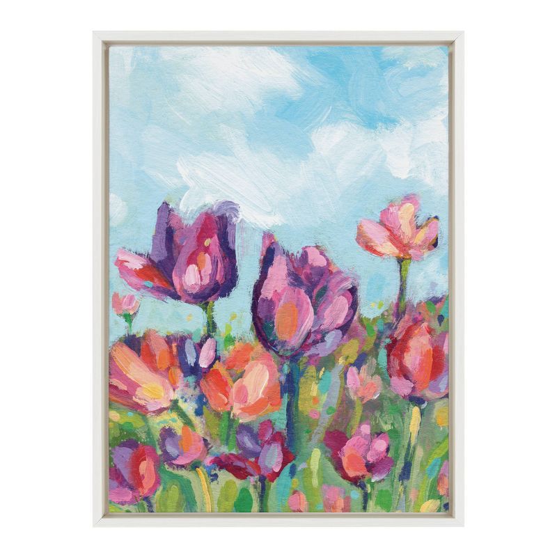 Sylvie Spring Floral Watercolor Framed Canvas Wall Art