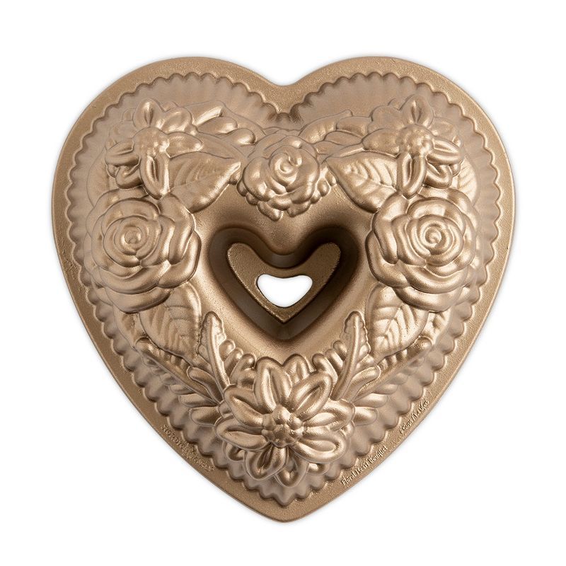 Floral Heart Shaped Aluminum Non-Stick Bundt Pan