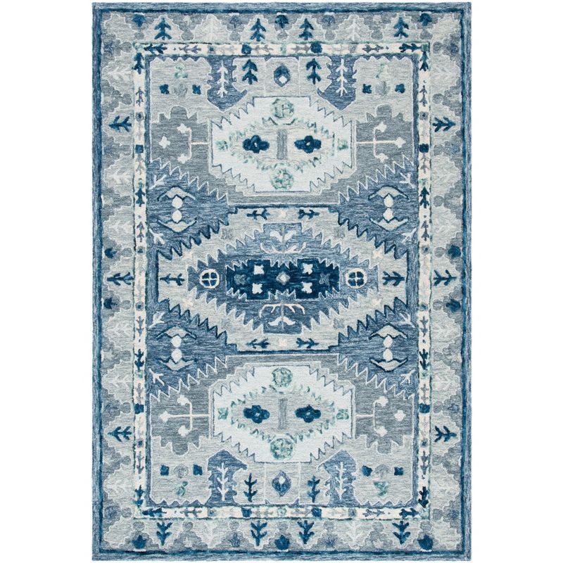 Hand-Tufted Capri Blue Wool & Silk 5'x8' Rectangular Rug