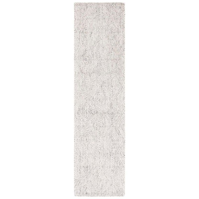 Navy and Ivory Tufted Wool Runner Rug, 2'3" x 9'