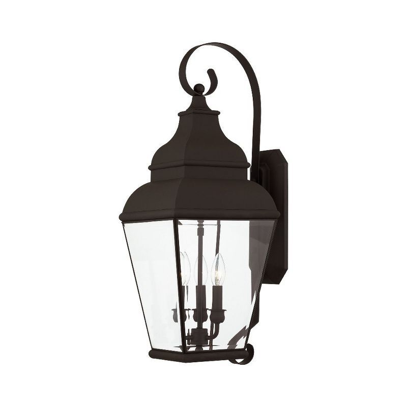 Bronze 3-Light Outdoor Wall Lantern with Clear Glass