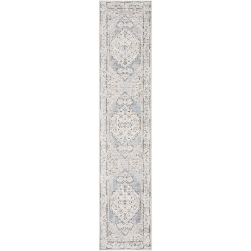 Astra Vintage Persian Light Blue 2'2" x 12' Washable Wool Blend Rug