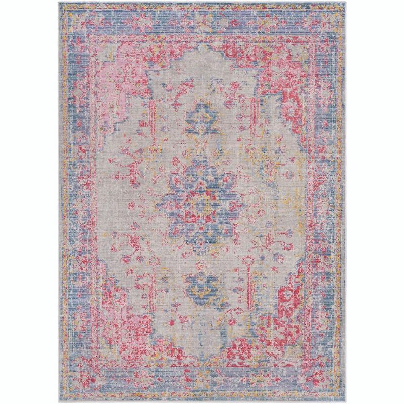 Everly 2' x 2'11" Blue and Pink Synthetic Fur Area Rug
