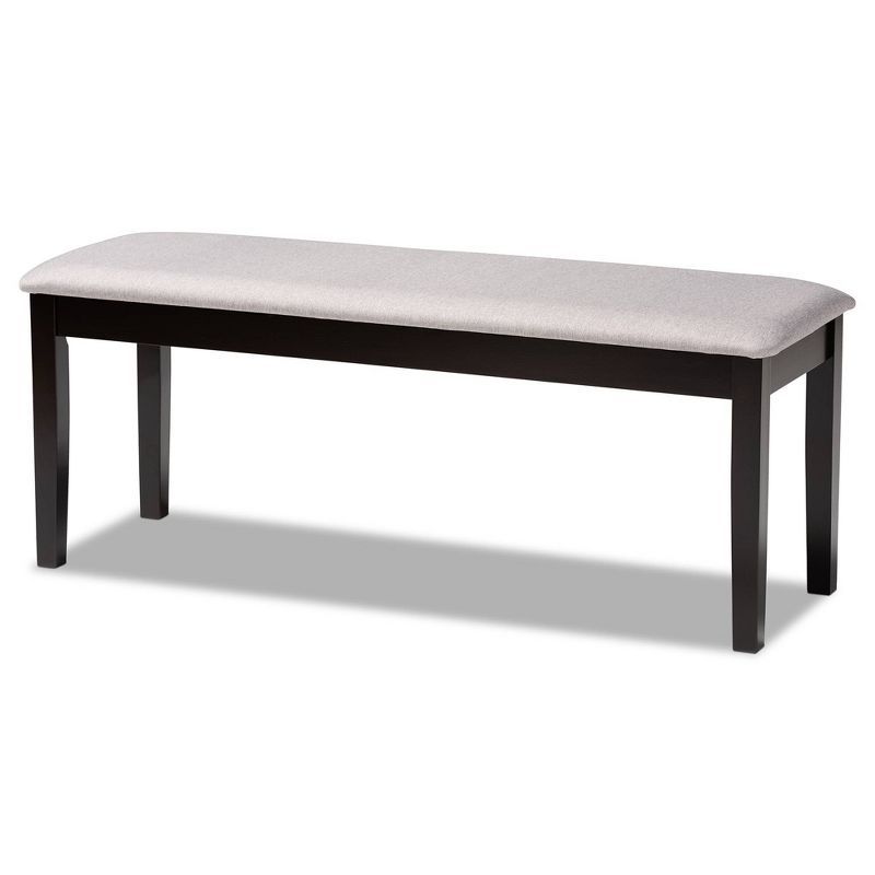 Elegant Dark Brown Wood and Grey Fabric 48" Dining Bench