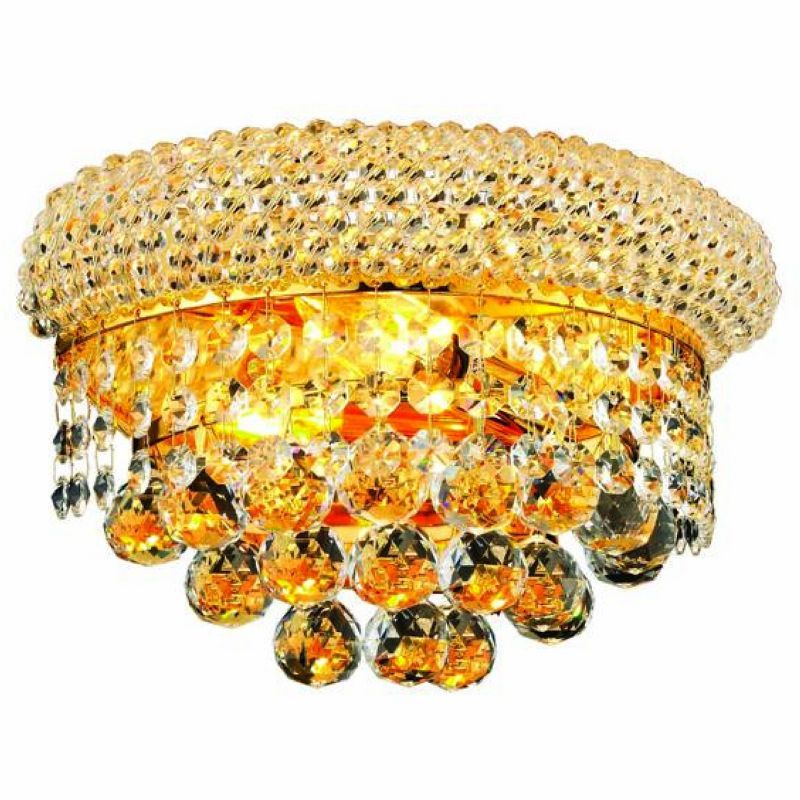 Primo Gold Crystal Trim Dimmable Wall Sconce