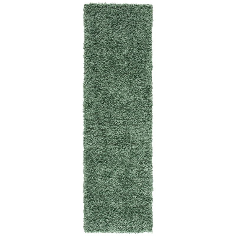 August Green Shag Synthetic Runner Rug 2' x 11'