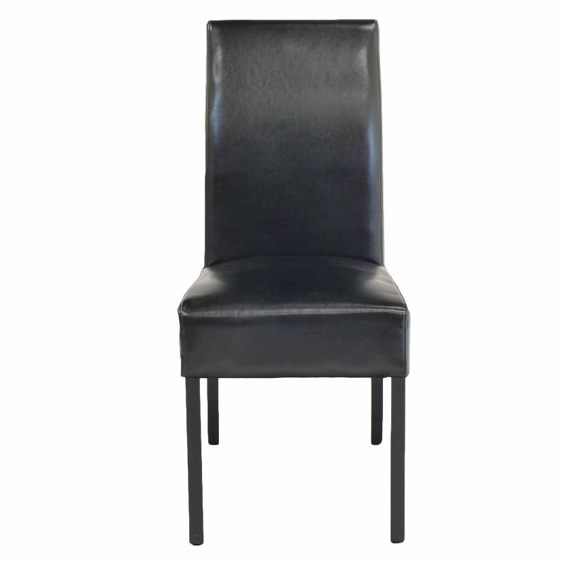 Parsons 24" Black Wood Side Chair with Padded Back