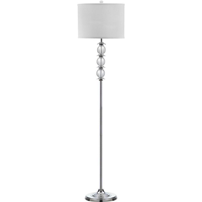 Riga 60" Chrome and Clear Crystal Floor Lamp with White Shade