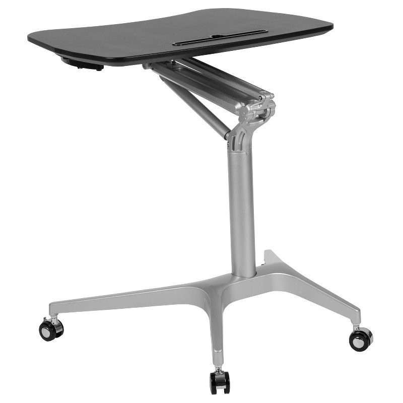 Ergonomic Mobile Sit-Stand Desk with Adjustable Height and Lockable Casters