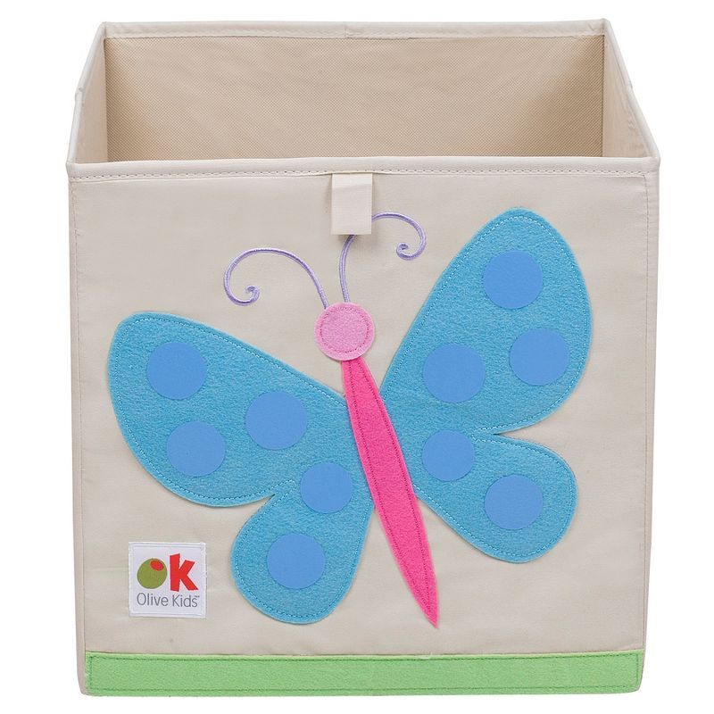 Butterfly Garden Beige Fabric Kids Storage Cube