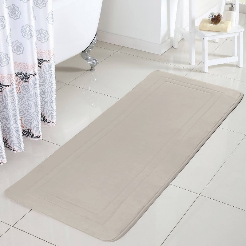 Gray Memory Foam Bath Runner with Hotel Border, 24 x 60 Inches