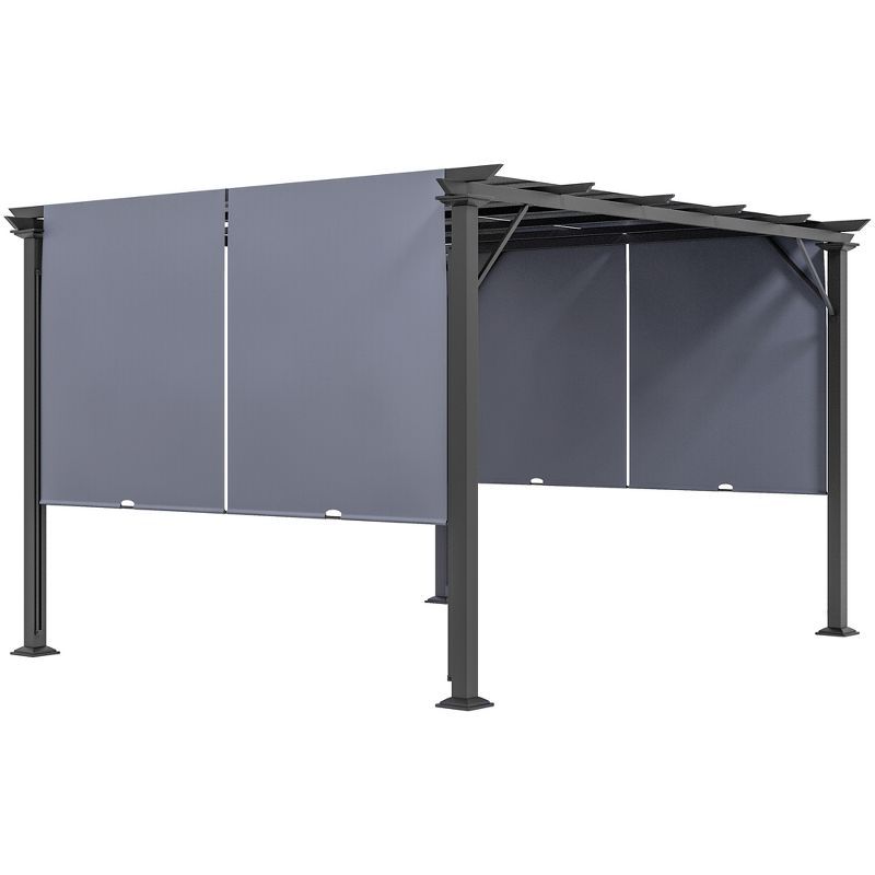 Gray Steel 11.8' x 10' Retractable Pergola Canopy