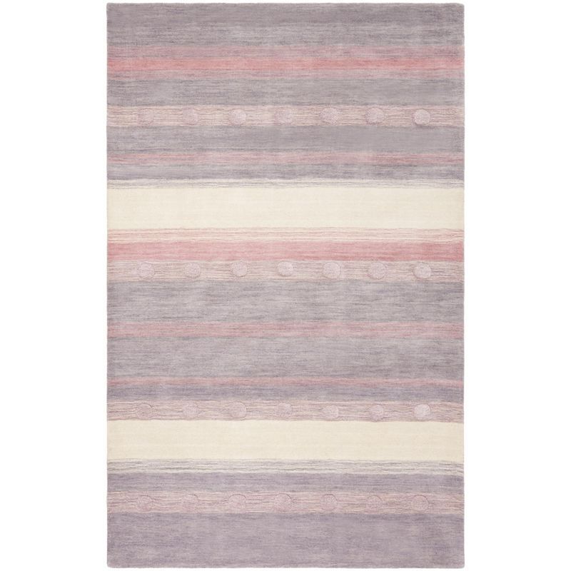 Light Purple and Ivory Wool Hand-Tufted Kids Area Rug