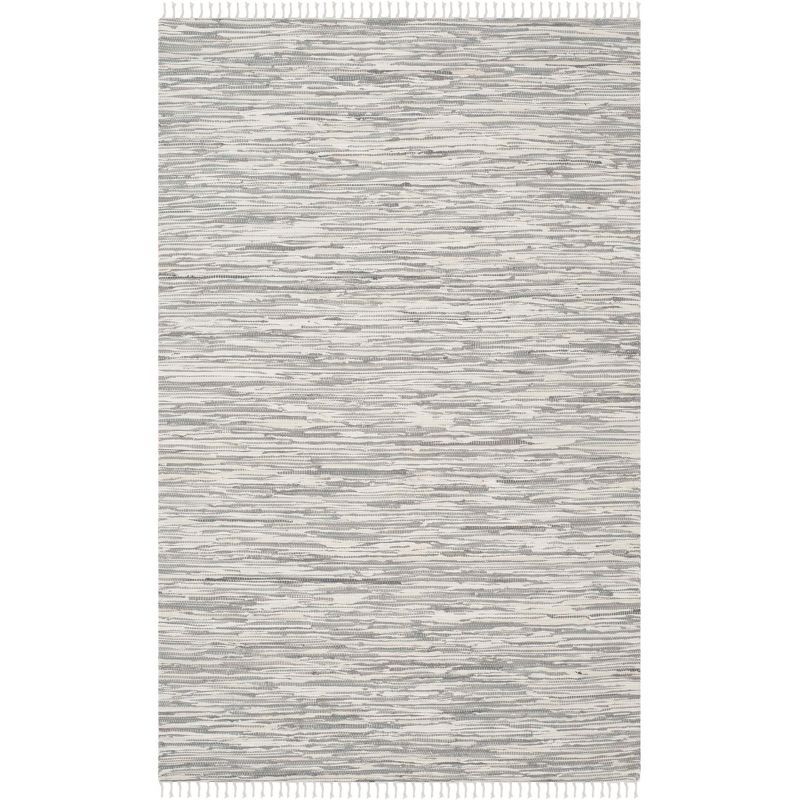 Coastal Charm Hand-Woven Cotton Flatweave 5' x 7' Gray Rug