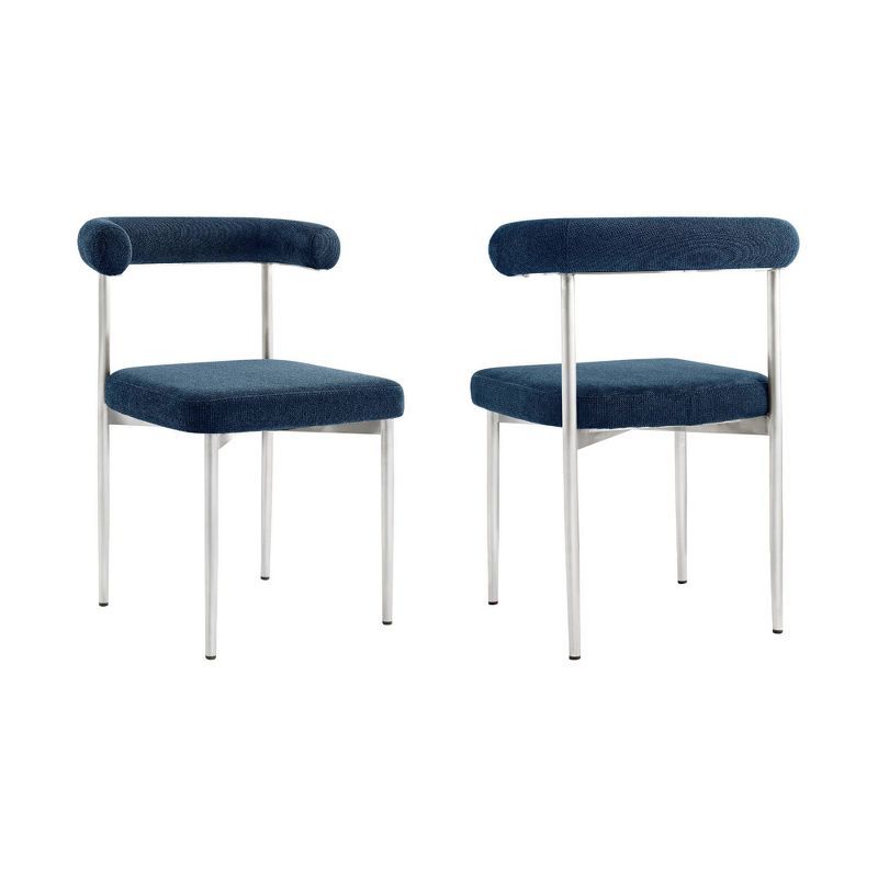 Shannon Blue Faux Leather and Metal Parsons Dining Chair Set