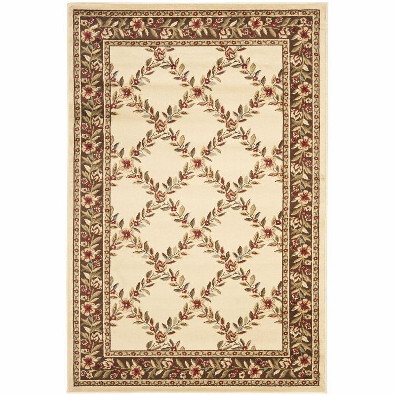 Ivory and Brown Floral Synthetic 12' x 15' Tufted Area Rug