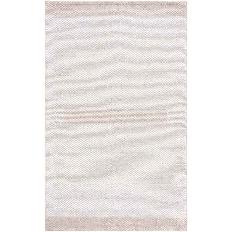 Handmade Ivory and Beige Wool Flat Woven Area Rug, 5' x 8'