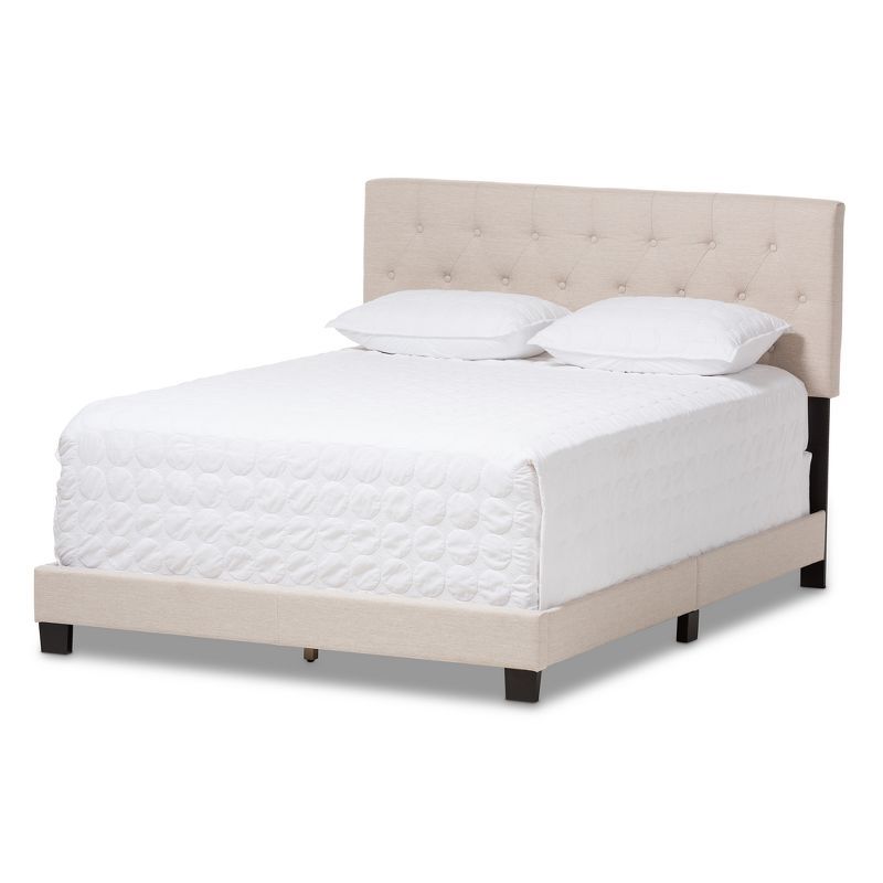 Cassandra Light Beige Queen Upholstered Bed with Tufted Headboard