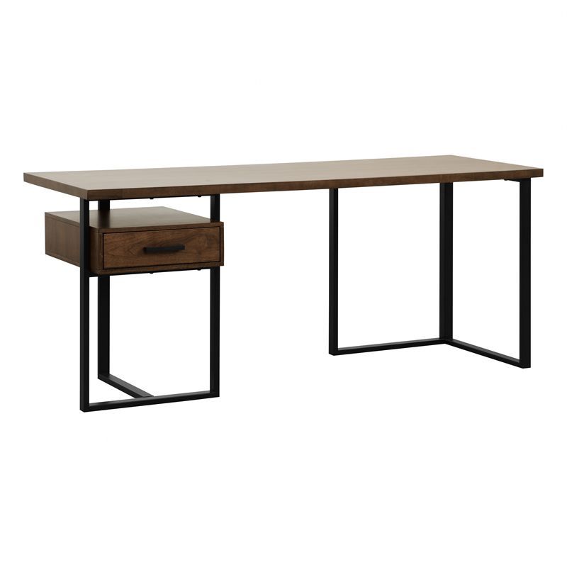 Walnut and Black Reversible Writing Desk with Drawer