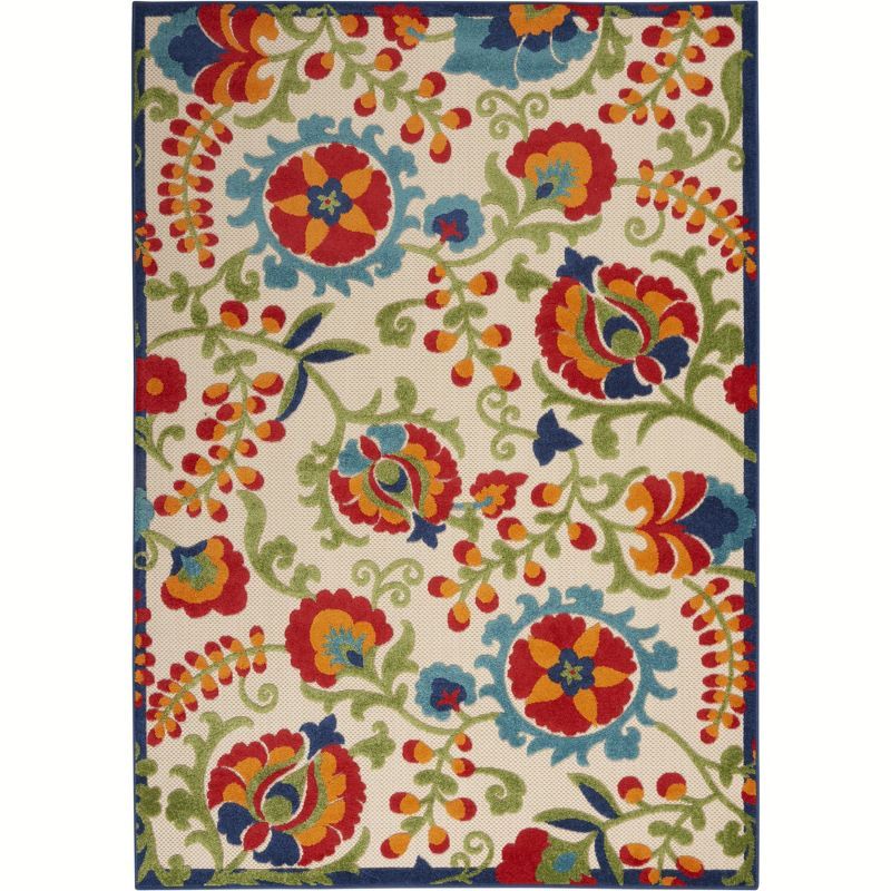 Aloha Multicolor Floral Synthetic 6' x 9' Rectangular Area Rug