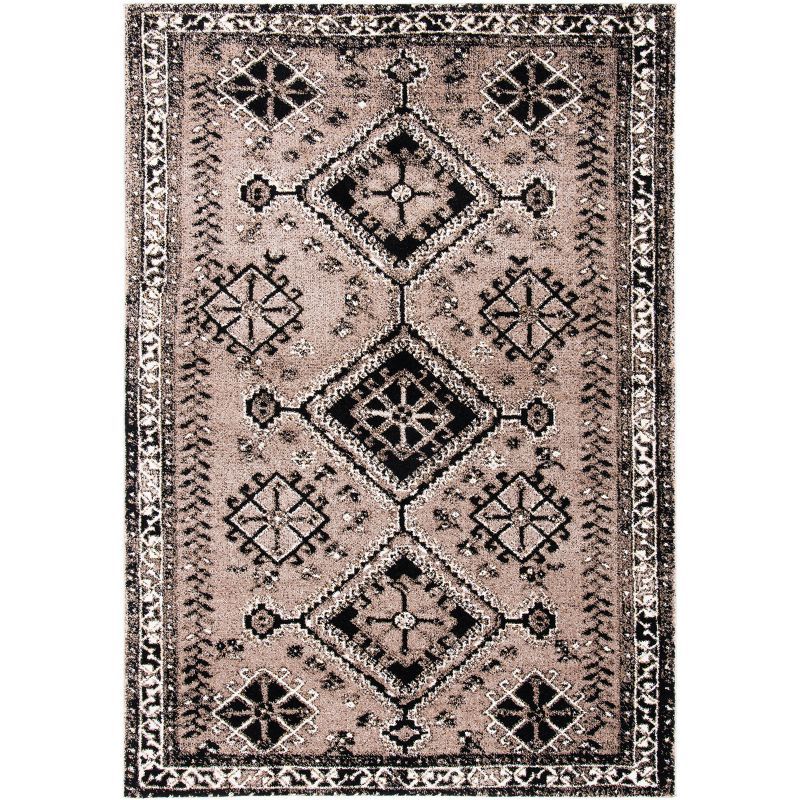 Elegant Antique Patina 5' x 7' Black Synthetic Area Rug