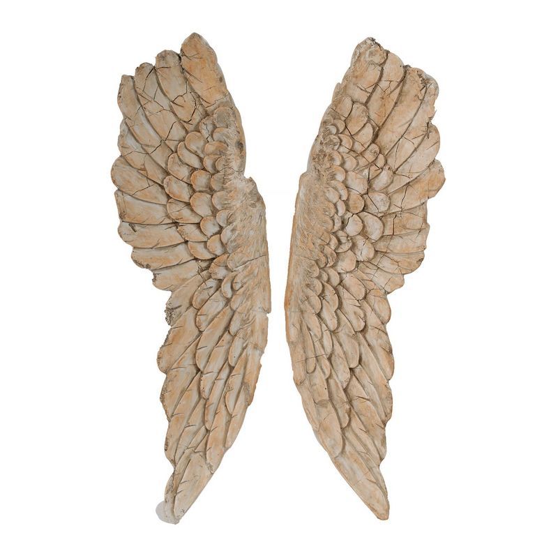 Natural Wood Angel Wings Wall Mounted Figurine Set