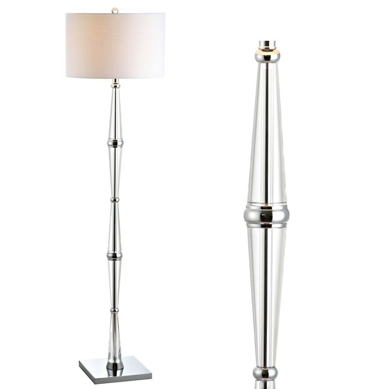 Francine 60" Crystal Chrome Floor Lamp with White Drum Shade