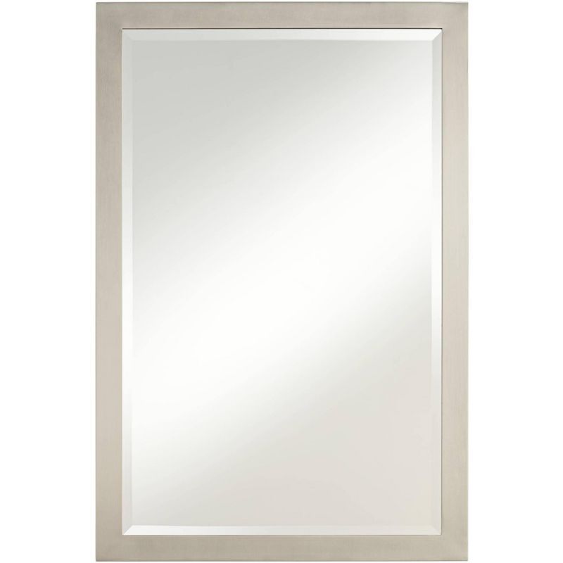 Rectangular Silver Metal Bathroom Vanity Mirror 39" x 28"