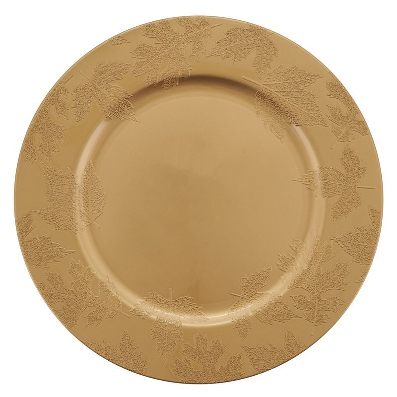 Gold Fall Leaf Design Round Charger Plates Set of 4