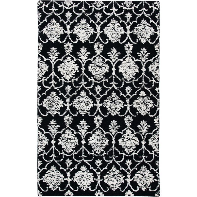 Black and Ivory 6' x 9' Hand-Tufted Wool Area Rug