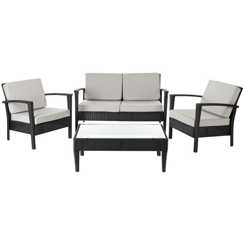 Watson 4-Piece Black and Gray Rattan Outdoor Set