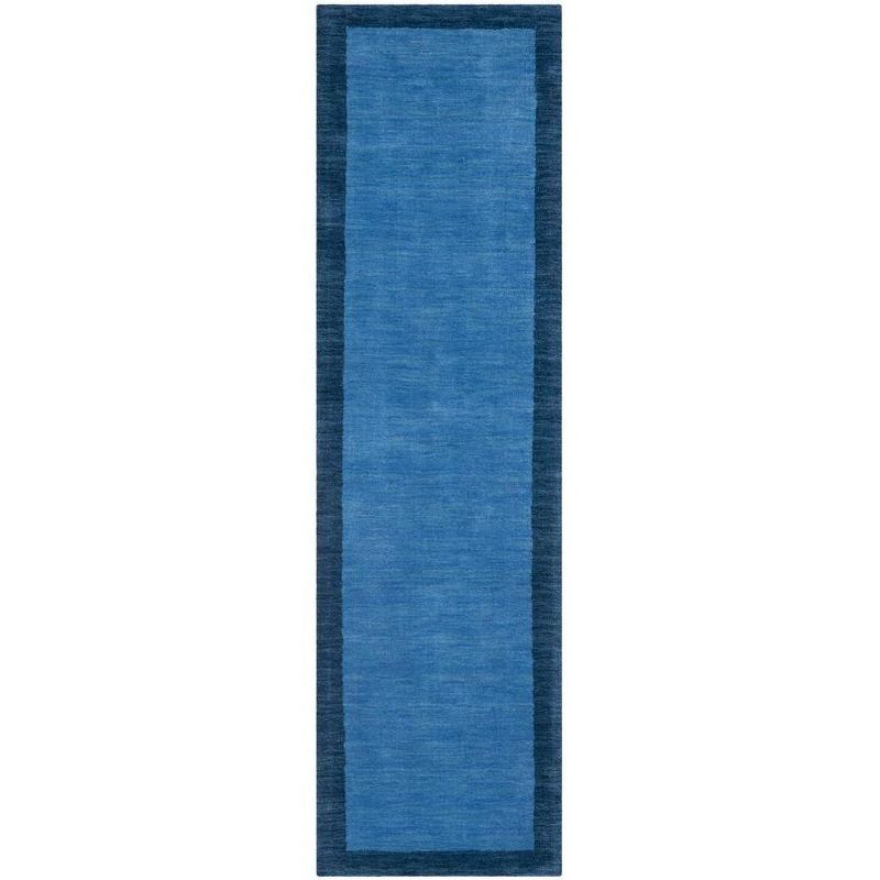 Hand-Knotted Blue Wool Runner Rug, 2'3" x 8'