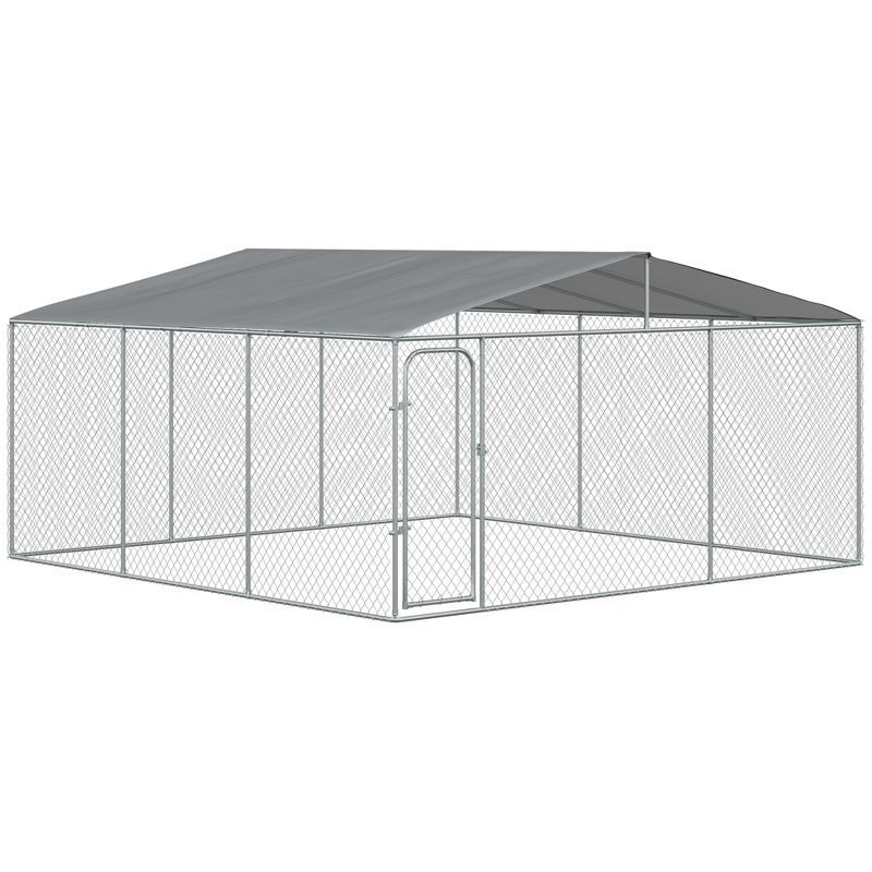 Large Outdoor Galvanized Steel Dog Kennel with Roof