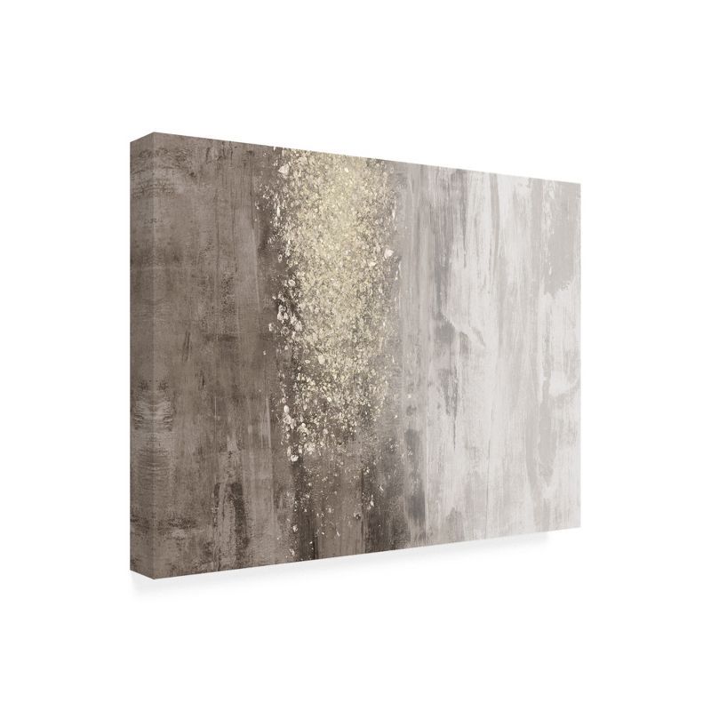 Beige and Gold Abstract Canvas Art with Glitter Accents