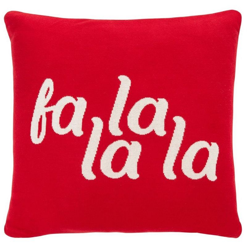 Red and White Cotton Christmas Throw Pillow