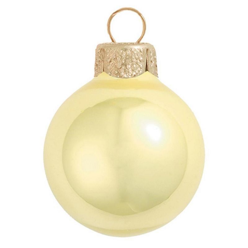 Soft Yellow Pearl Finish Glass Christmas Ball Ornament