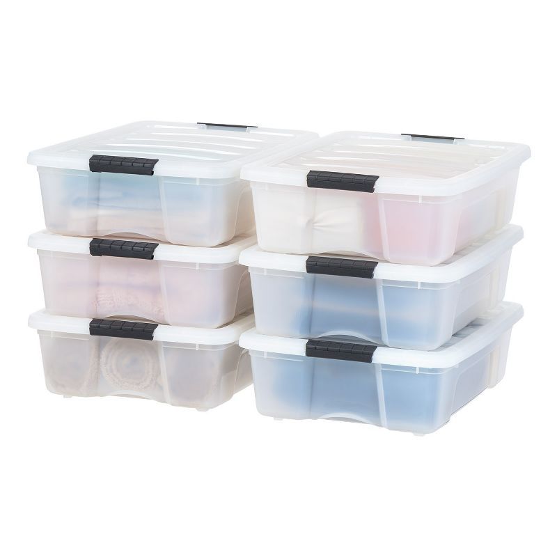 Clear Stackable Plastic Storage Bins with Lids, 6 Piece Set