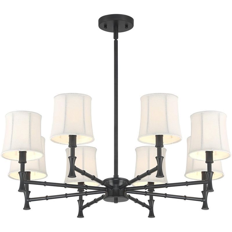 Modern Black and White Drum Chandelier with 8-Light Feature