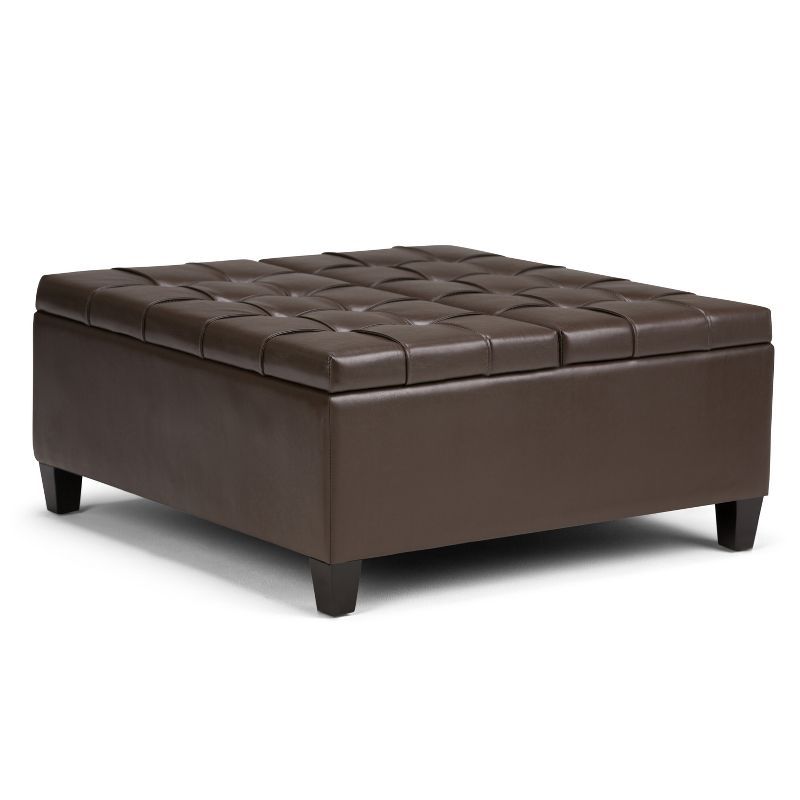 Elliot 36" Chocolate Brown Tufted Faux Leather Cocktail Ottoman