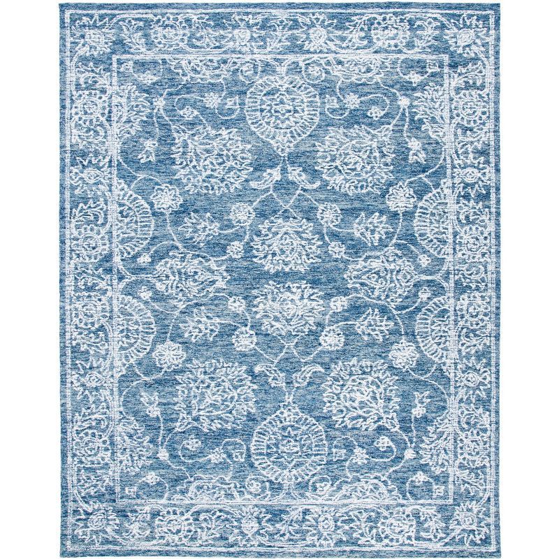 Handmade Blue Wool 8' x 10' Tufted Rectangular Area Rug